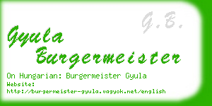 gyula burgermeister business card